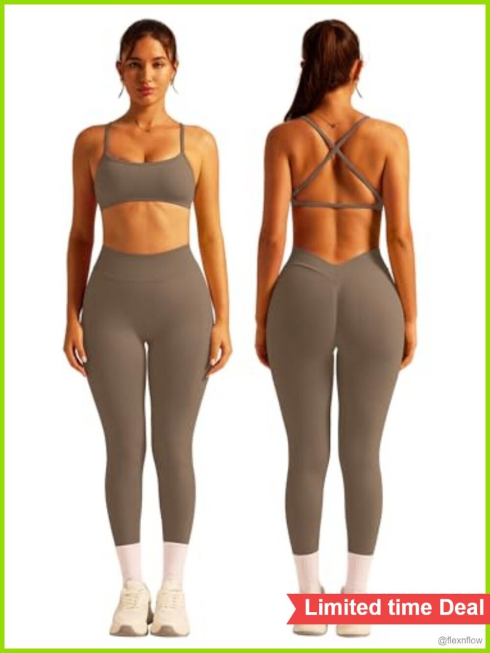 Women's Seamless 2 Piece Workout Set Sports Bra & V Scrunch Leggings